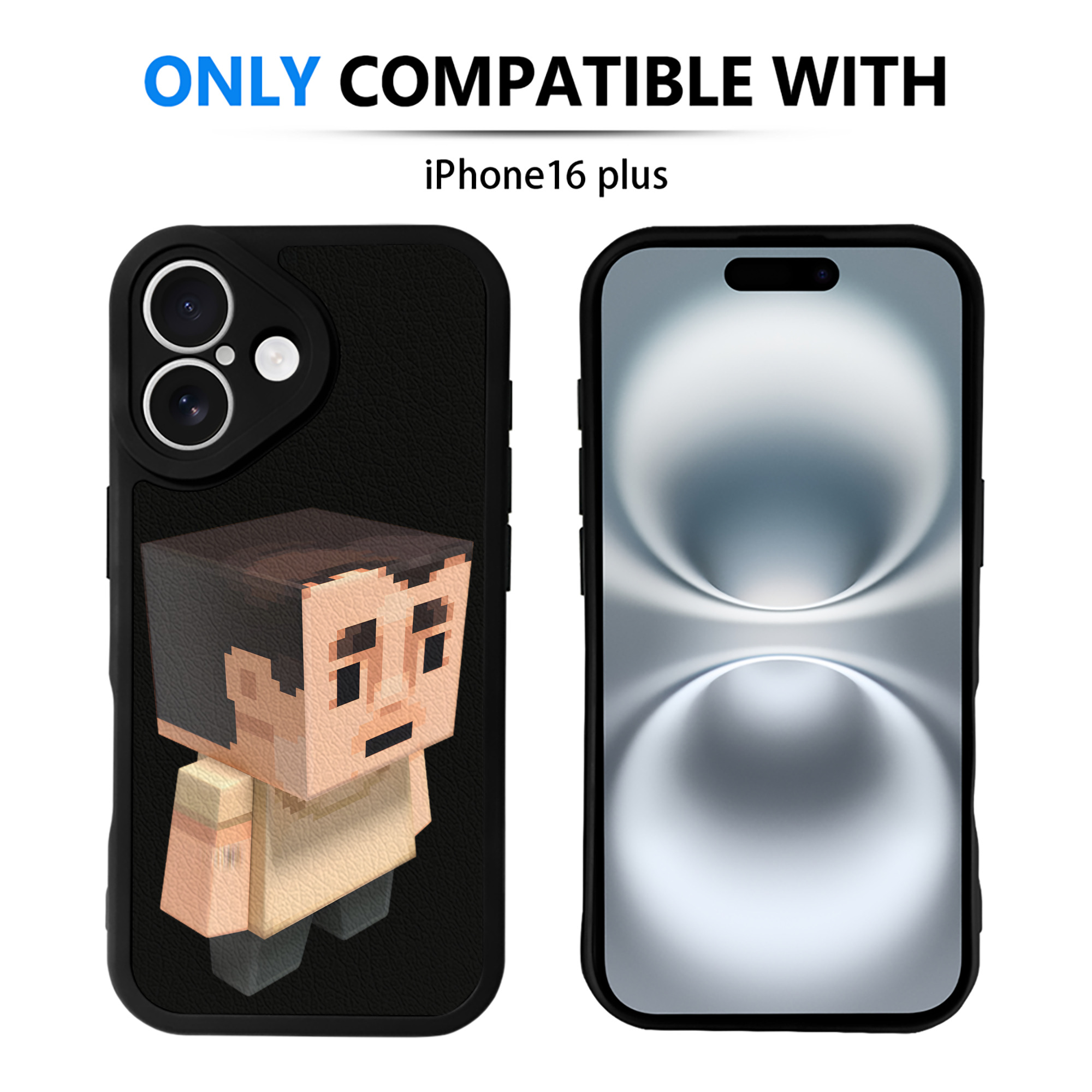 （画像用） マインクラフト ブロックの世界 Minecraft MC Block world 【iPhone 16シリーズ対応】シリコンスマホケース（レザー調） 材質：シリコン